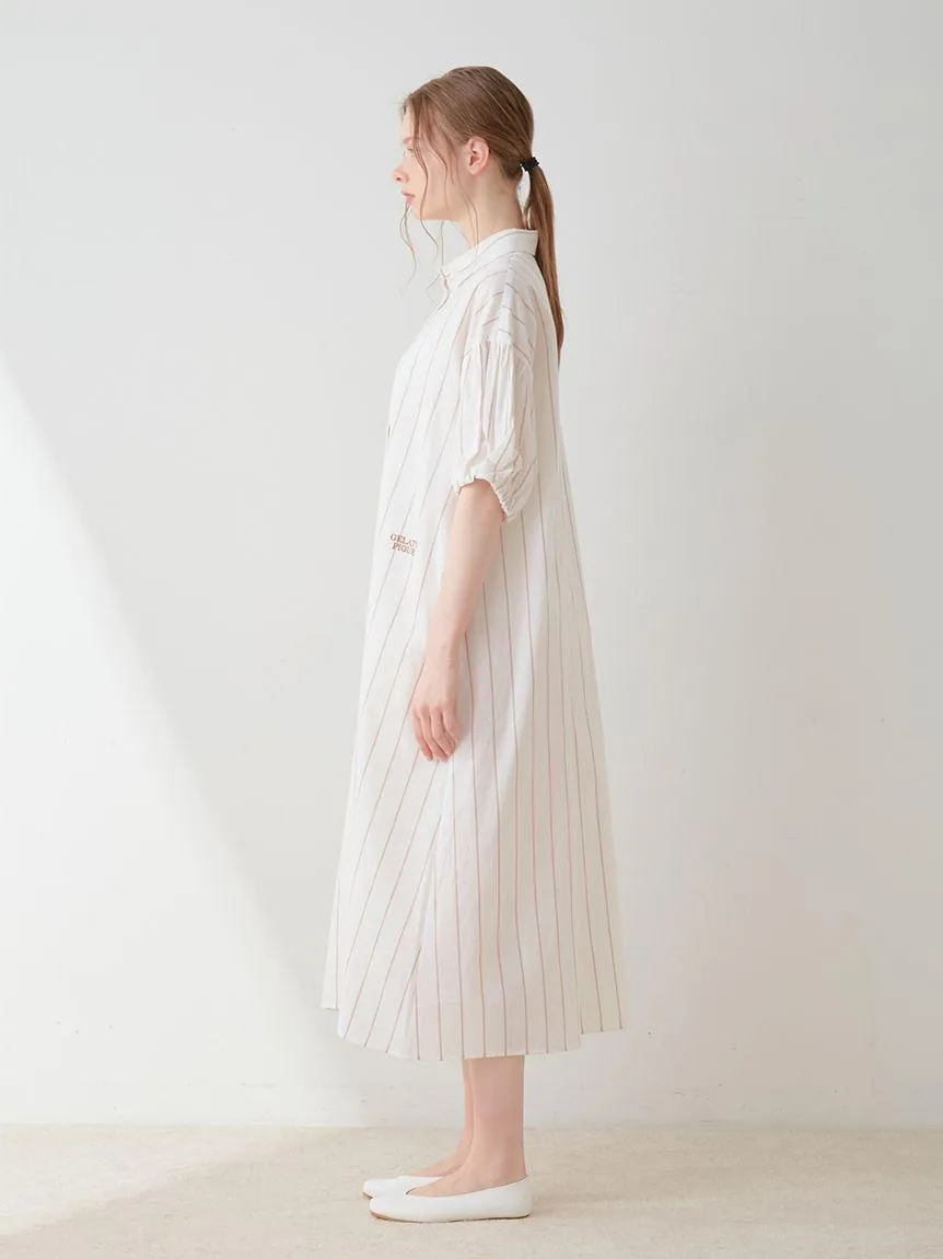 Resort Woven Striped Shirt Midi Dress gallery 7
