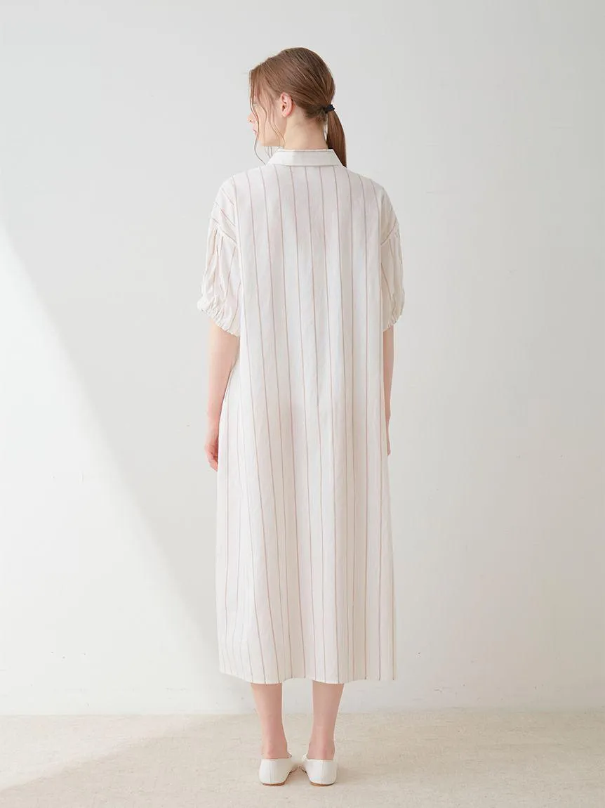 Resort Woven Striped Shirt Midi Dress gallery 2