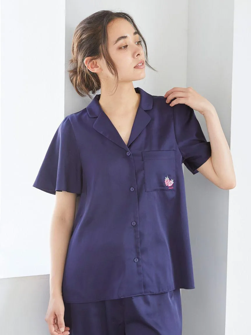 Strawberry Embroidered Satin Sleep Shirt gallery 1