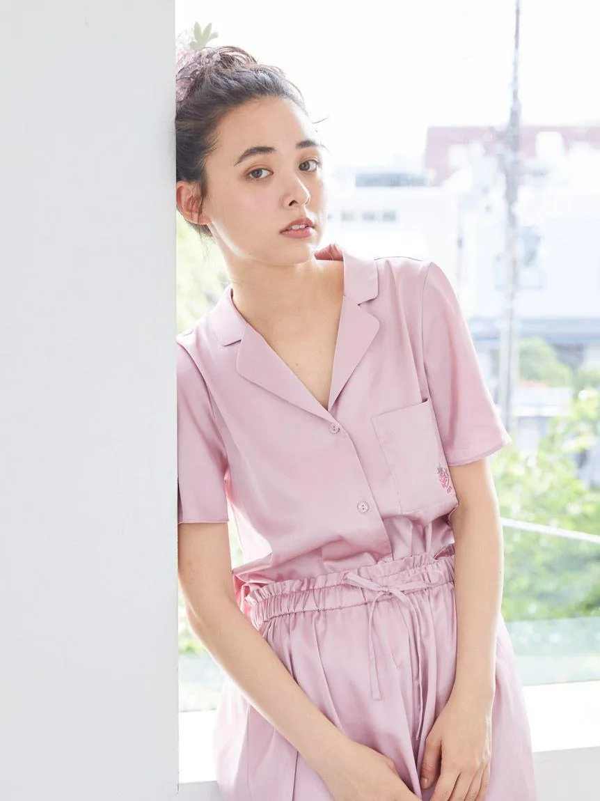 Strawberry Embroidered Satin Sleep Shirt gallery 7