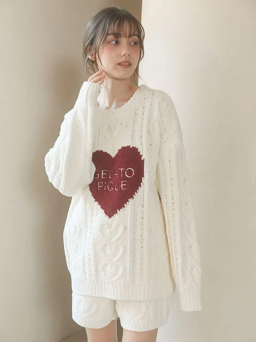 Heart Aran Pullover Sweater gallery 9