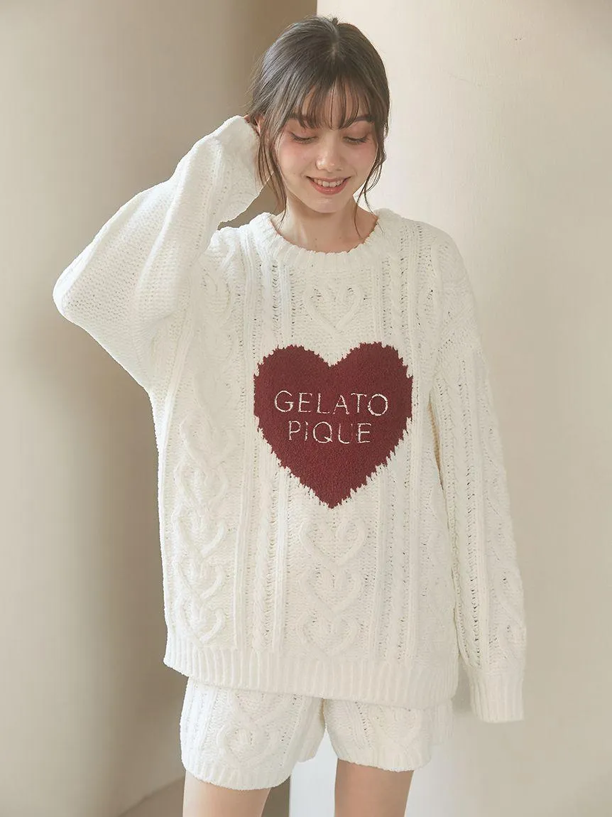 Heart Aran Pullover Sweater gallery 3