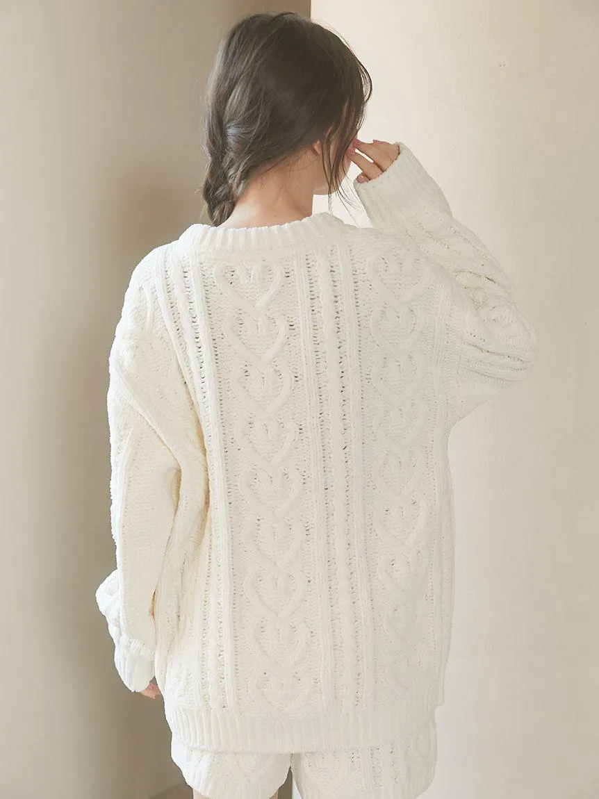 Heart Aran Pullover Sweater gallery 6