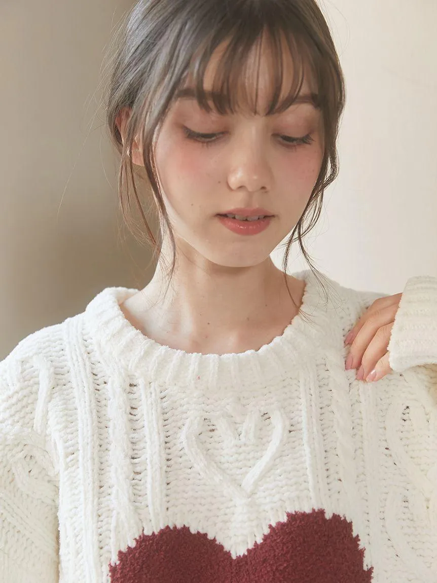 Heart Aran Pullover Sweater gallery 8