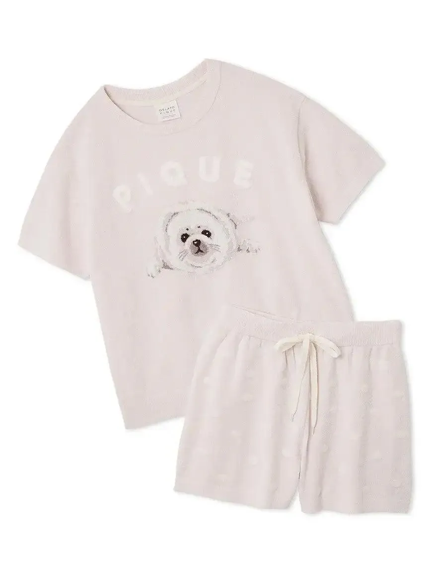 Women's Seal Jacquard Lounge Pullover & Shorts Set