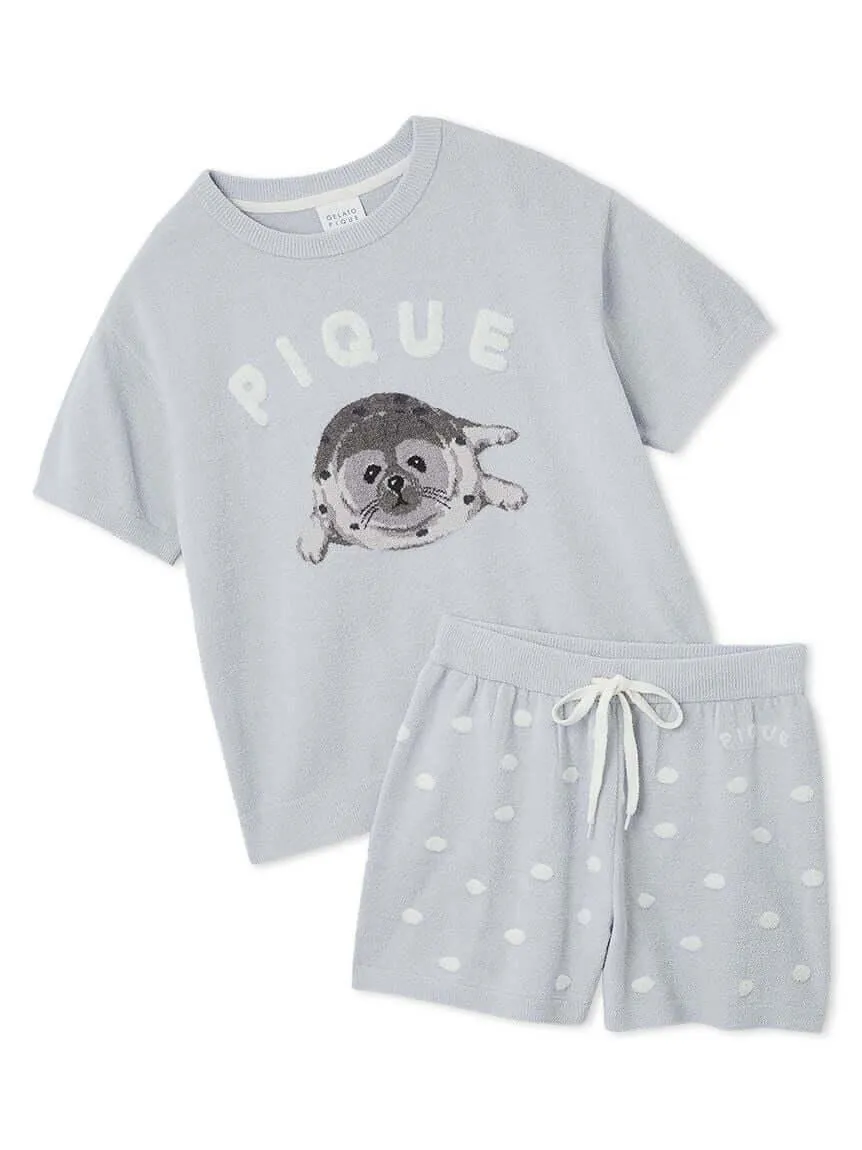 Women's Seal Jacquard Lounge Pullover & Shorts Set gallery 2