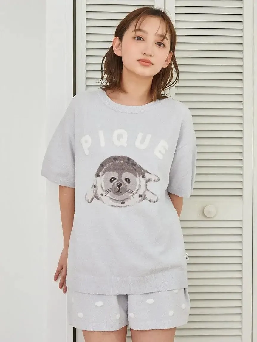 Women's Seal Jacquard Lounge Pullover & Shorts Set gallery 5