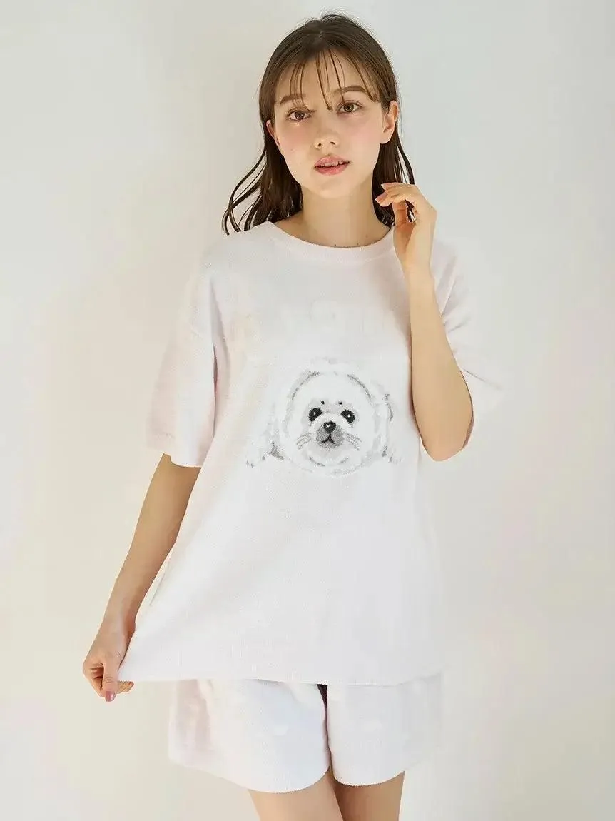 Women's Seal Jacquard Lounge Pullover & Shorts Set gallery 9